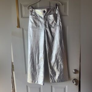 Maeve Anthropologie the Colette silver wide leg crop pants size 26